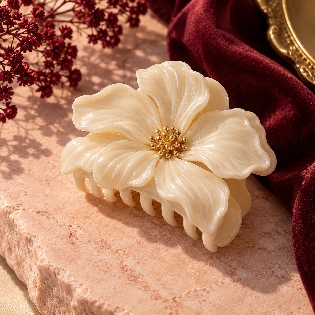 Ivory Petal Claw Clip — AI-generated design illustration